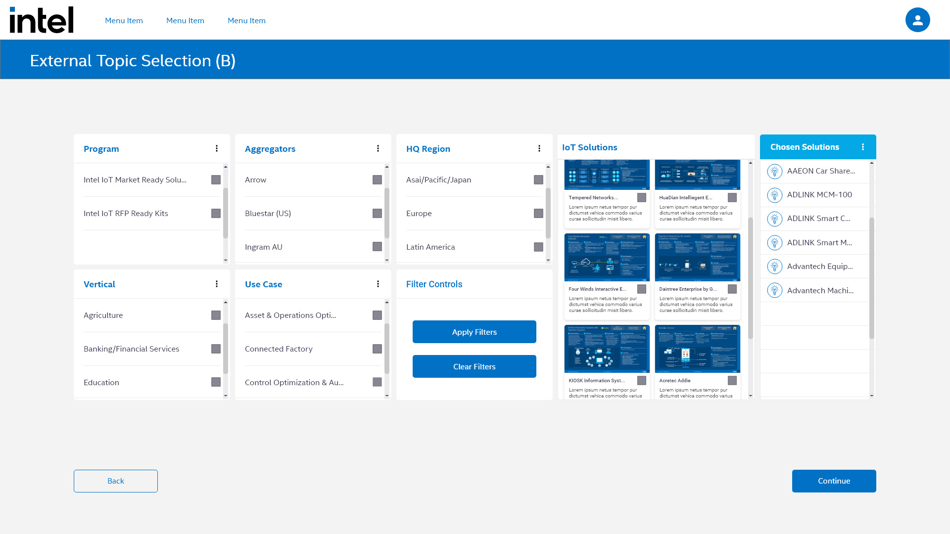 Intel digital service mockup